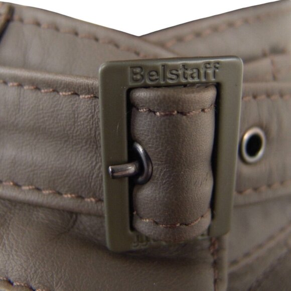 Belstaff Glamorous Combat Green Leather Cat Jacket 42 Made In Italy - Picture 9 of 12